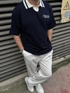 Nakış Detay Siyah Yakalı Triko T-Shirt