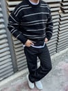 Siyah Çizgili Oversize Triko Kazak