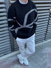 Siyah Etnik Desen Çelik Örme Kazak 