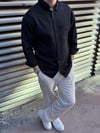 Siyah Regular Fit Keten Gömlek 