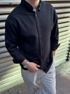 Siyah Regular Fit Keten Gömlek 