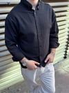 Siyah Regular Fit Keten Gömlek 