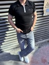 Siyah Regular Yarım Fermuarlı T-Shirt