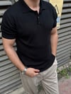 Yakalı Siyah Triko T-Shırt 