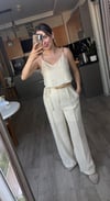 Askıları Boncuklu Bej Takım
