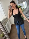Askılı Detaylı Siyah Bluz