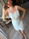 Bel Detaylı Beyaz Mini Elbise