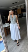 Beyaz Beli Lastikli Etek