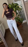 Beyaz Kemerli Kot Pantolon