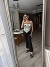 Beyaz Nakışlı İpli Bluz
