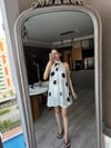 Beyaz Siyah Büyük Puantiyeli & Halter Yaka Bluz
