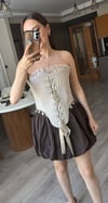 Boncuk Detaylı Krem Korse