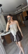 Boncuk Detaylı Krem Korse