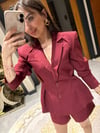 Bordo Blazer Ceket Şort Takım