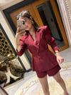 Bordo Blazer Ceket Şort Takım