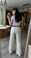 Çımalı Beyaz Kot Pantolon