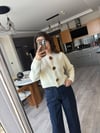 Ekru Büyük Düğmeli Ceket Hırka