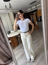 İstiridye Dikişli Beyaz Tshirt