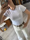 İstiridye Dikişli Beyaz Tshirt