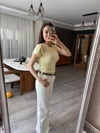İstiridye Dikişli Sarı Tshirt