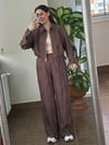 Kahve Nakışlı Ceket Pantolon Takım