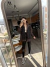 Kahverengi Ekose Garnili Dik Yaka & Mevsimlik Tasarım Ceket