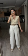 Kemerli Çizgili Pantolon