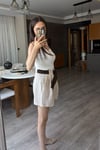 Kemerli Keten Şort