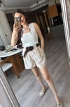 Kemerli Keten Şort
