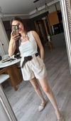 Kemerli Keten Şort