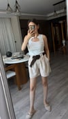 Kemerli Keten Şort