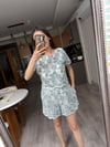 Sarı Dantelli Kısa Kol Bluz 