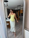 Sarı Straplez Balenli Korse Büstiyer Bluz