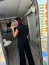 Siyah Gold Düğmeli & Kruvaze Crop Yelek Bluz