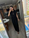Siyah Gold Düğmeli & Kruvaze Crop Yelek Bluz