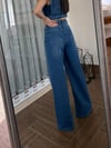 Wide Leg Kar Yıkamalı Jean - Mavi Renk