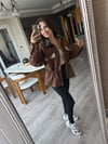 Yakası Deri & Taş İşlemeli , Acıkahve , Premium Süet Ceket