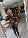 Yakası Deri & Taş İşlemeli , Acıkahve , Premium Süet Ceket