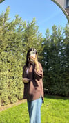 ÇİZGİLİ OVERSIZE GÖMLEK KAHVERENGİ