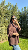 ÇİZGİLİ OVERSIZE GÖMLEK KAHVERENGİ