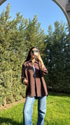 ÇİZGİLİ OVERSIZE GÖMLEK KAHVERENGİ