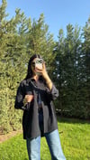 ÇİZGİLİ OVERSIZE GÖMLEK SİYAH