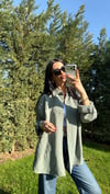 ÇİZGİLİ OVERSIZE GÖMLEK SU YEŞİLİ