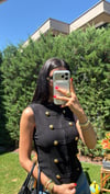 DİK YAKA KETEN YELEK SİYAH