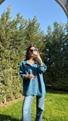 DÜŞÜK OMUZ OVERSIZE GÖMLEK MAVİ