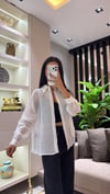 EKRU ÇİZGİLİ OVERSIZE GÖMLEK
