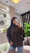 KAHVE ASİMETRİK KAPAMA GÖMLEK