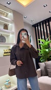 KAHVE ASİMETRİK KAPAMA GÖMLEK