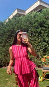 PEMBE ÇİZGİLİ BLUZ TAKIM