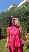 PEMBE ÇİZGİLİ BLUZ TAKIM